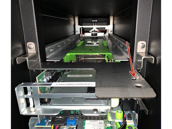 Make sure that server is commpletely inserted and green retention plunger is inserted into the second hole on the metal bracket