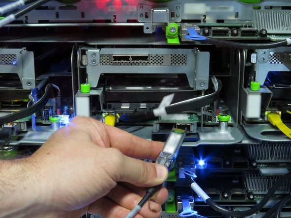 Connect the 10G SFP+ cable to the network interface controller port.