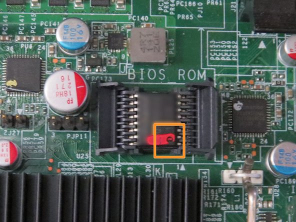 Note the orientation of the BIOS ROM chip.