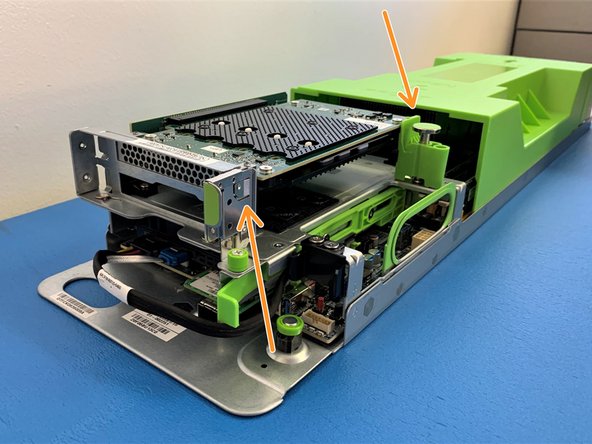 When properly installed the AVA M.2 NVMe carrier card should be secured as shown.