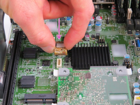 Once the TPM module connector has been aligned, insert it into the socket until resistance is felt.