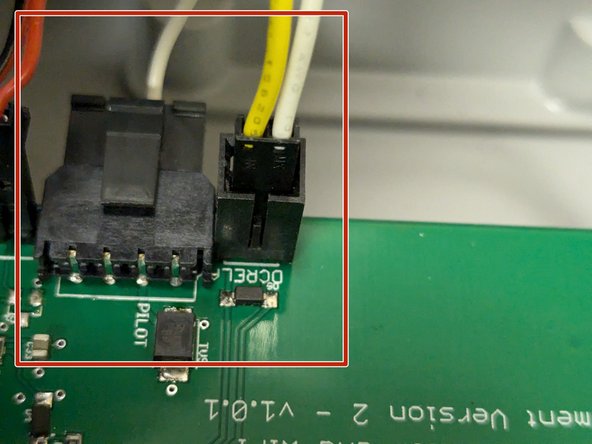 Connect the connector that goes to the relay  to the DCRELAY connector and the pilot wire that goes out to the EV Handle to the PILOT connector.