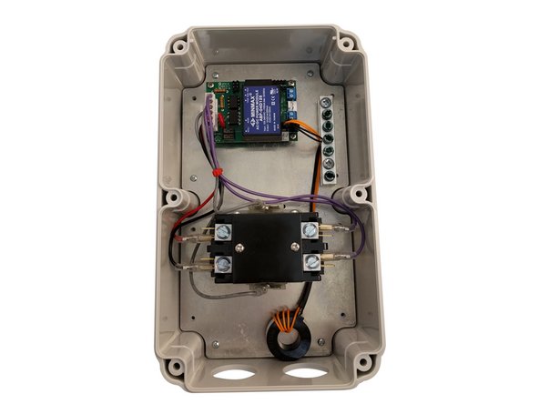 Mount plate to Enclosure box using 6 - self tapping screws (2 top, 2 middle 2 bottom).