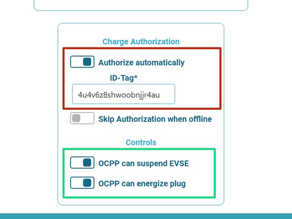 Copy the ID Tag and paste into OpenEVSE ID-Tag Field. Enable the Authorize checkbox.