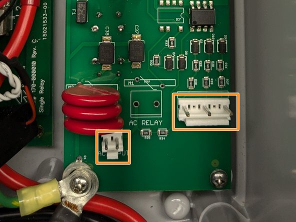 Identify the AC wires coming from the circuit board/relay module. Tie wrap them together.