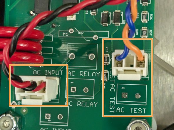 Connect AC_INPUT (RED and BLACK) and AC_TEST (BLUE and ORANGE)