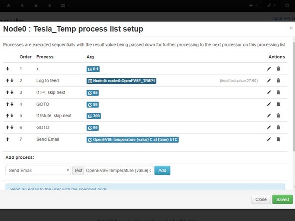 Example 1 - Send E-mail when Charging is complete. Add the values in the red box. Logic: If the value is changing and now equals 0 then send an Email. If not Goto the end "99".
