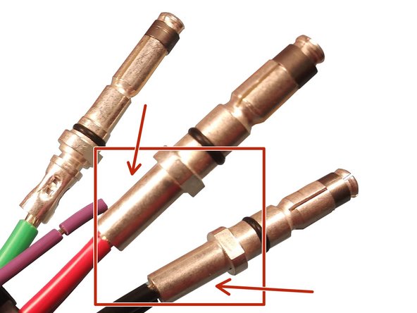 Insert the power pin on the BLACK wire(s) and crimp.