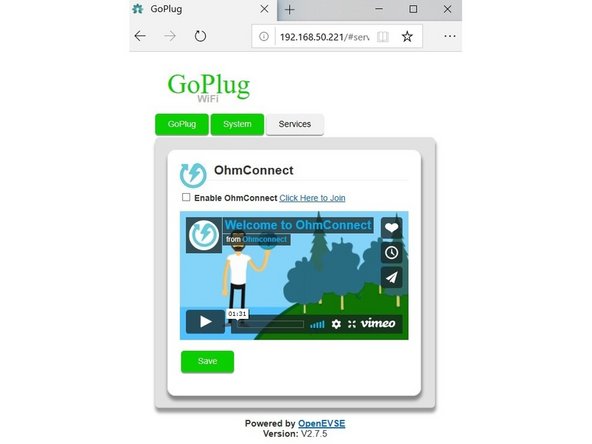 The Services tab provides the ability to connect and manage external services.