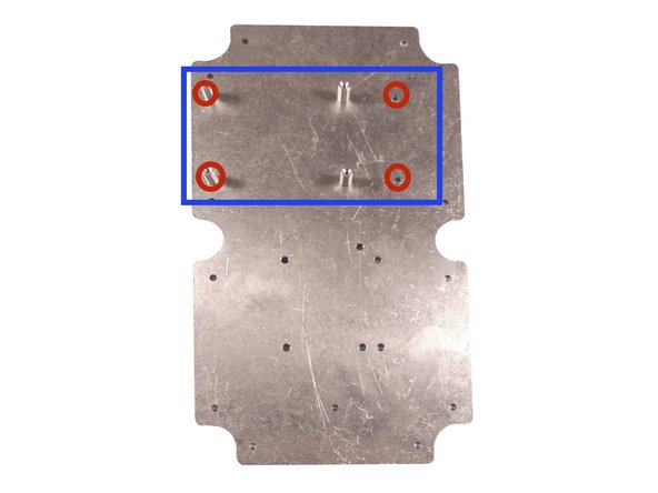 Position the plate with the FOUR holes for the OpenEVSE controller up top-left.
