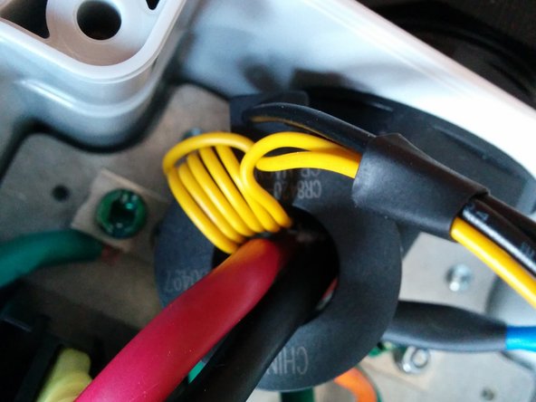 Run both HOT lines through the GFCI coil.  Connect GFCI cable to the G_CT header. Black wire closest to the board edge.