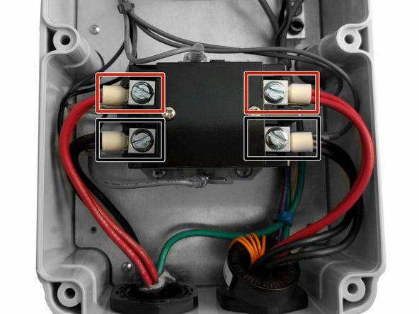 Connect AC Input 2 to the relay top left power terminal.