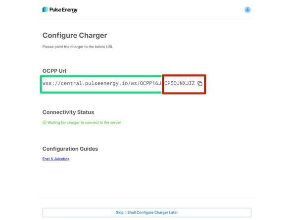 Copy the OCPP link from Pulse Energy.
