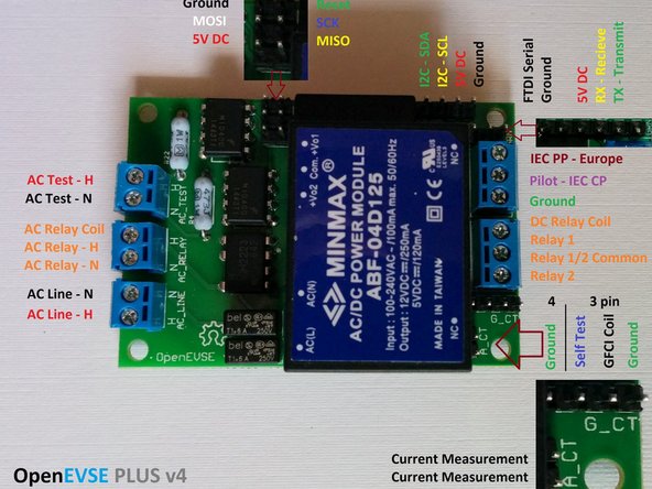 Only one of the DC relay connections is used. I used the one marked DC_RELAY_1 on the board schematic. The relay coil is not polarised, and AC has no polarity, so it does not actually matter what colour wire is used or which way round the relay is wired. I chose to use red for the +12V supply to the relay and for the L2 supply.