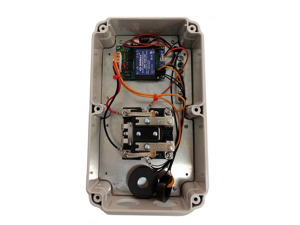 Mount plate to Enclosure box using 6 - self tapping screws (2 top, 2 middle 2 bottom).