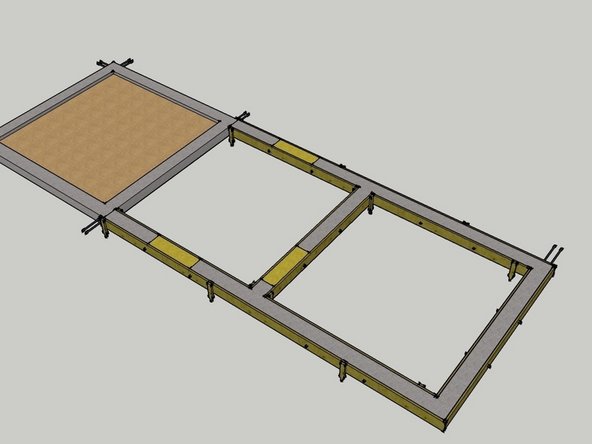 Pour the concrete into the forms. Then, place your caps for the door recesses into place and level the top of the concrete using a board to screed off the excess.