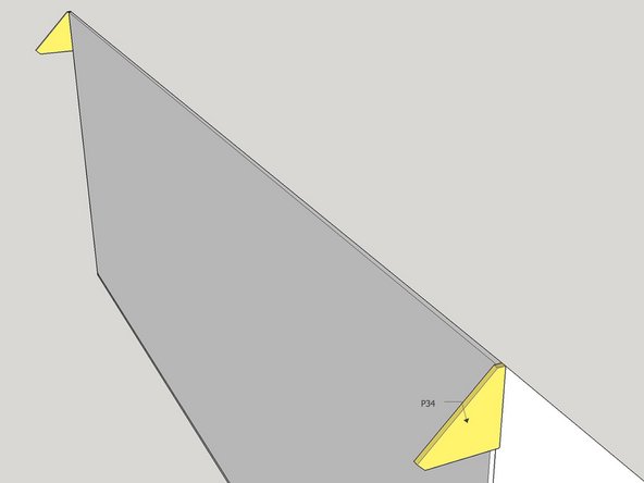 Tack 2x P34 ends onto the outside of the bucket, using p10 as a guide.