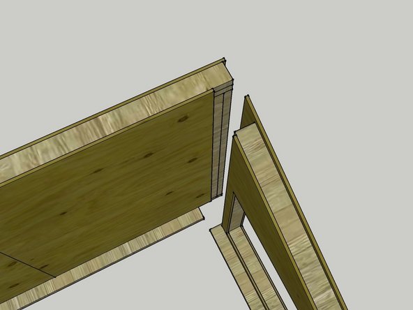 This image shows the north-east corner. It is similar to the northwest corner - the plywood that extends on the east module is used to tie the two modules together.