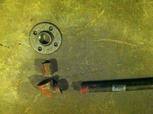 Assemble the handrail for each side. Each bracket is made of a 3/4&quot; x 1/2&quot; elbow, a 3/4&quot; nipple, and a 3/4&quot; flange ring.