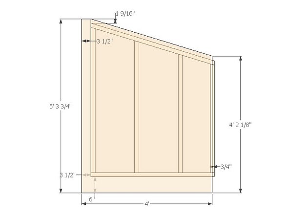 Cut the top of the OSB sheet by marking the vertical distances up each side and measuring out 3.5&quot; at a right angle (using a square) from the higher point (5' 3-3/4&quot;).  From this point snap a chalk line to the lower vertical point (4' 2-1/8&quot;).  Use a 7-1/4&quot;circular saw to make the cut.