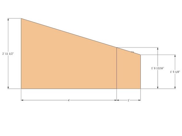 Cut the 17 degree angle on the piece by marking the two vertical distances and snapping a guide chalk line to connect the two. Use a 7-1/4&quot;circular saw to make the cut.