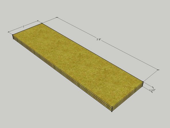 Create three "caps" like the image at left. These are 12" wide, 3' - 9 1/2" long, and 1 1/2" tall.