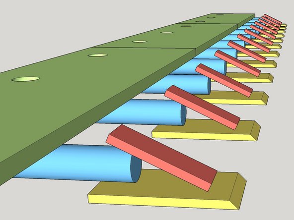 Grind teeth at 45 degree angle with tooth bar weldment in a vice