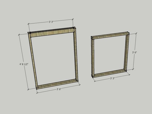 The image shows the dimensions of the various framing pieces.