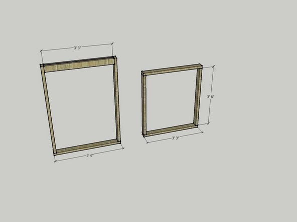 The image shows the dimensions of the various framing pieces.
