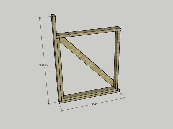 Attach one of your long boards to one side and one of your 3' - 6&quot; boards to the bottom of your small square frame. Screw this in with pairs of screws at the bottom, the top, and in the middle.