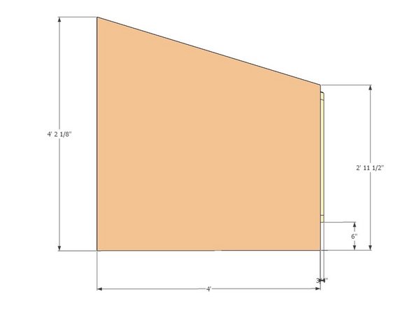 Cut the 3/4&quot; OSB @ 17 degree angle on the piece by marking the two vertical distances and snapping a guide chalk line to connect the two. Use a 7-1/4&quot;circular saw to make the cut.