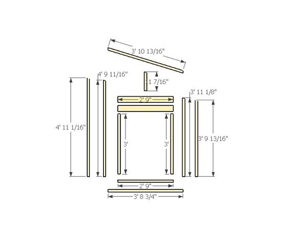 Use two people to make the proper cuts at the dimensions in the graphics at a 17 degree angle on the miter saw.
