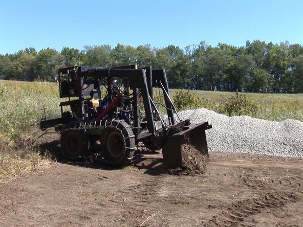 Clear vegetation from the site. We used the OSE pulverizer on the Life Trac 6.