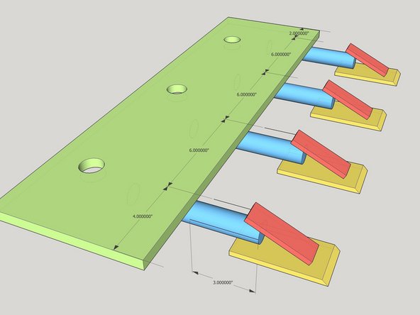 Weld 4 teeth at the proper spacing (4&quot; from the left to rebar centre and 2&quot; from the right edge to rebar center) to part 15 (tooth bar bolt bar), with 3 inches overlap between P18 and P15 The teeth go on the side farthest from the bolt holes.
