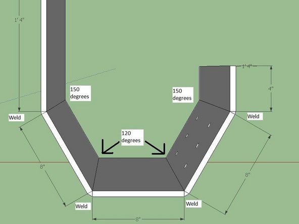 The plates will be welded together as shown in the Figs. below.  The angles of the plates are symmetrical.