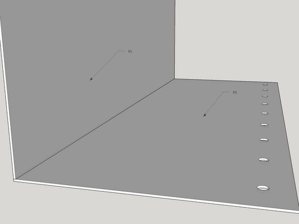 Tack weld backplate (P1) using a set square at a 90 degree angle on top of P3, don't finish the weld until the sidewalls have also been tacked.