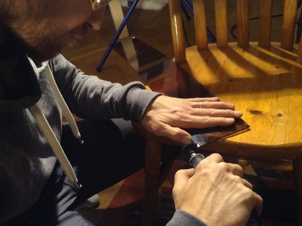 For the second panel, cut edges with dremel tool and then drill out a 16 mm hole, in location as shown.