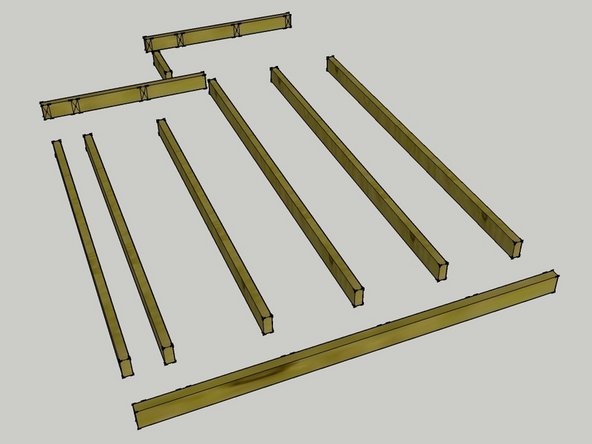 For the other side, we need to create layout marks on the two shorter rim joists. These are shown in the second image.