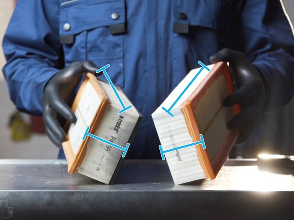 Comparer les dimensions du nouveau filtre avec l'ancien, hauteur, longueur et largeur