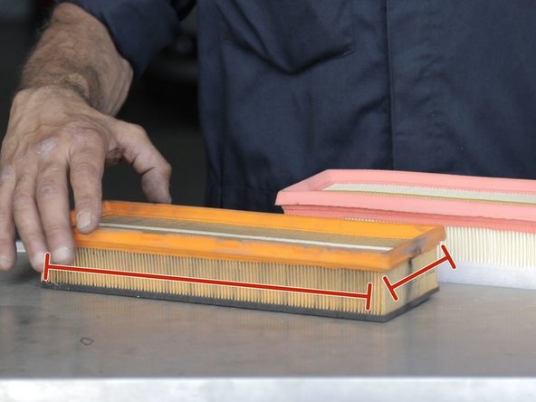 Comparer les dimensions (longueur,largeur) entre l'ancien et le nouveau filtre à air