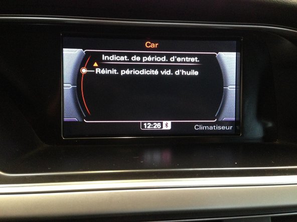 Clique sur &amp;quot; Réinitialiser périodicité vidange d&#039;huile &amp;quot;