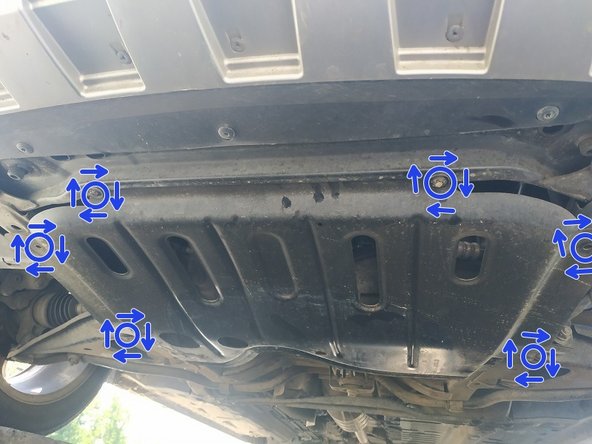 remettre la tôle de protection en place, 6 vis, clé de 10mm