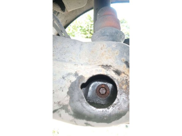 Dévisser la vis inférieure de l'amortisseur arrière (douille Torx femelle E-16).