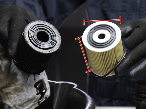 Comparer l'ancien et le nouveau filtre à huile (dimensions)