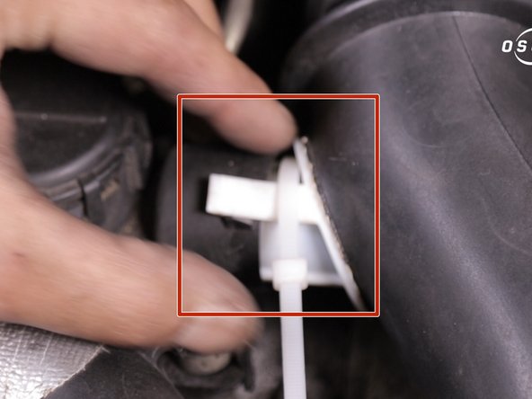 si besoin repositionner une sangle autour du reniflard et couper l’extrémité