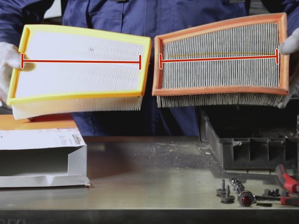 Comparer l'ancien et le nouveau filtre à air (longueur,largeur hauteur)