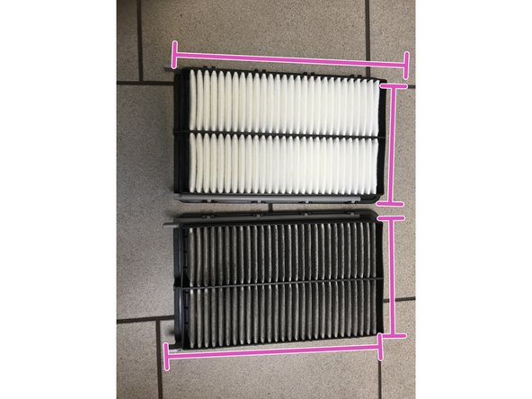 
Check the dimensions between the old and new air filter (length, width, shape)
