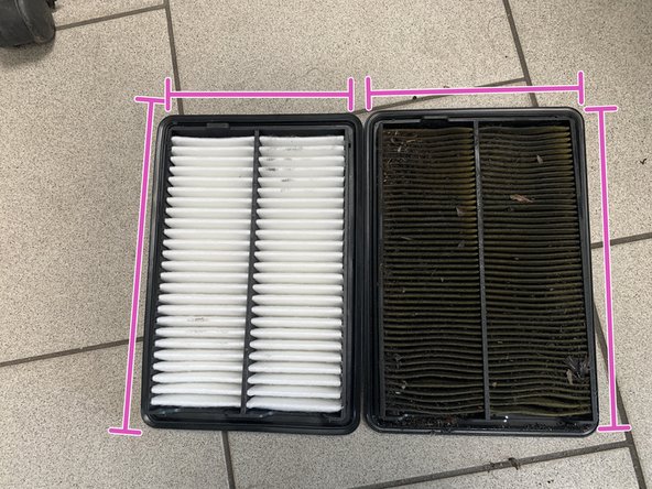 Vérifier les dimensions entre l'ancien et le nouveau filtre à air (longueur,largeur,forme)