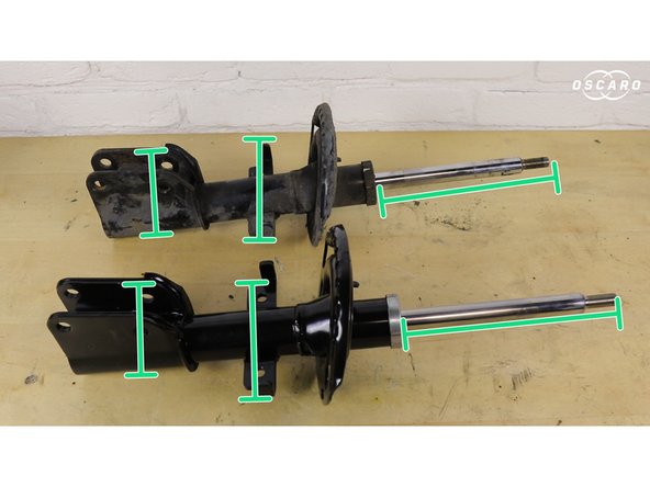Comparer les dimensions du nouvel amortisseur à l'ancien