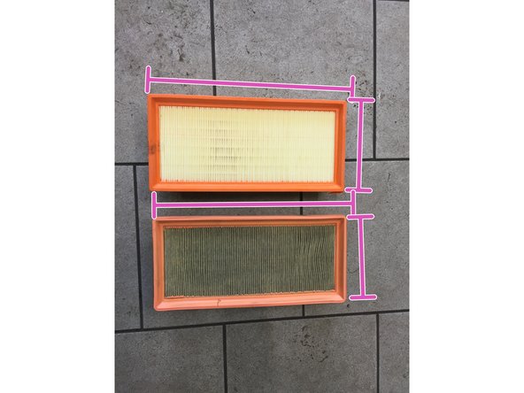 Vérifier les dimensions entre l'ancien et le nouveau filtre à air (longueur,largeur,forme)